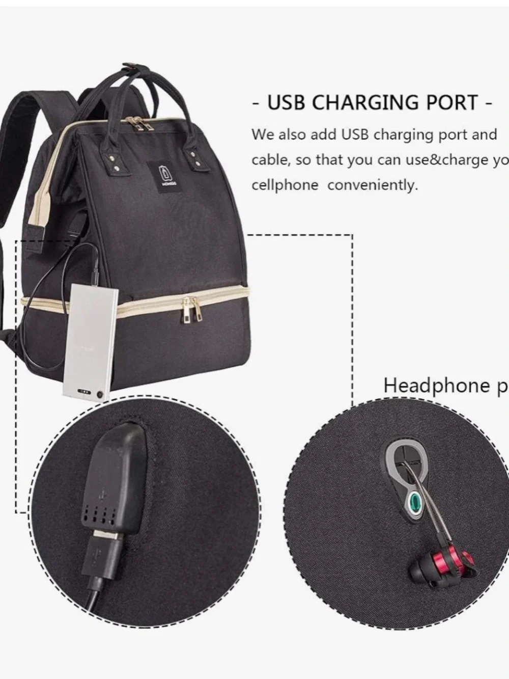 MOMIGO Breast pump Backpack, Black Insulated, Cooler, Bag